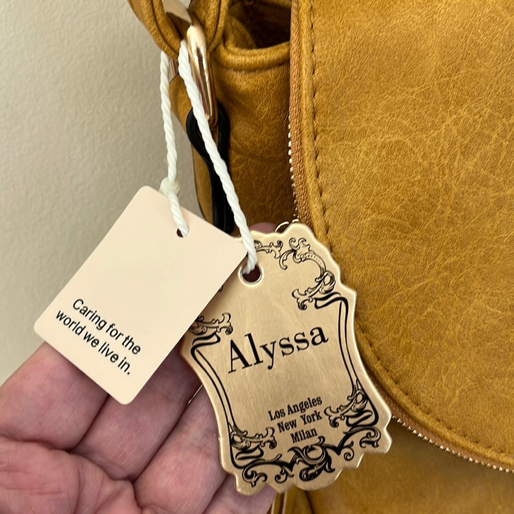 Alyssa vegan leather flap over crossbody handbag purse with tassels. NWT - Picture 12 of 16